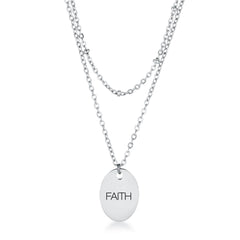 Stainless Steel Double Chain FAITH Necklace