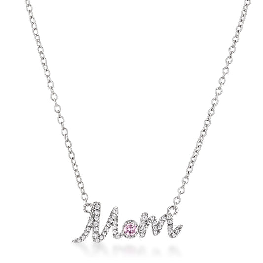 Sparkling Mom Script Necklace