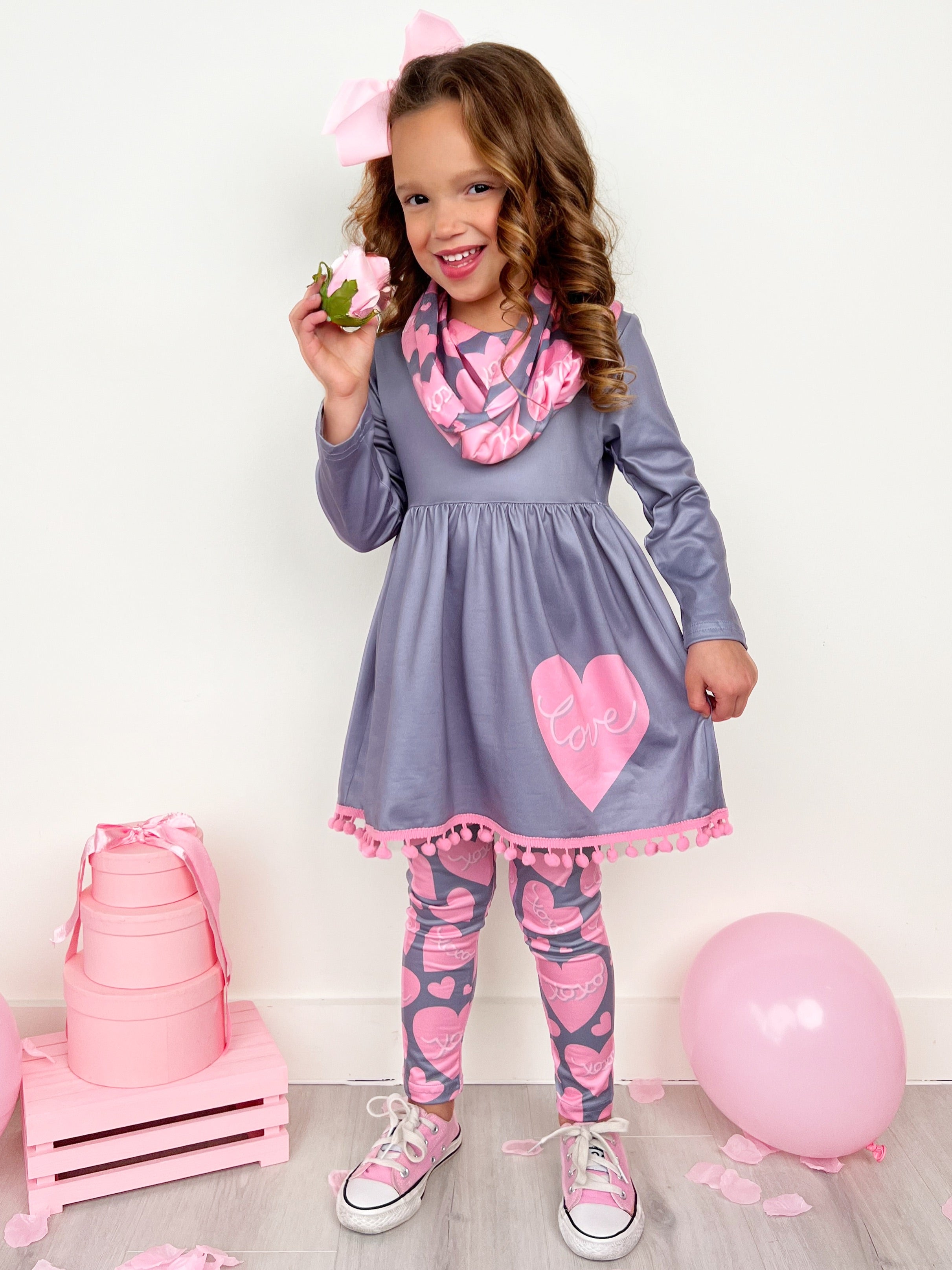 Big Heart Tunic, Scarf and Legging Set