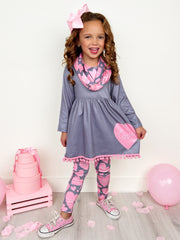 Big Heart Tunic, Scarf and Legging Set