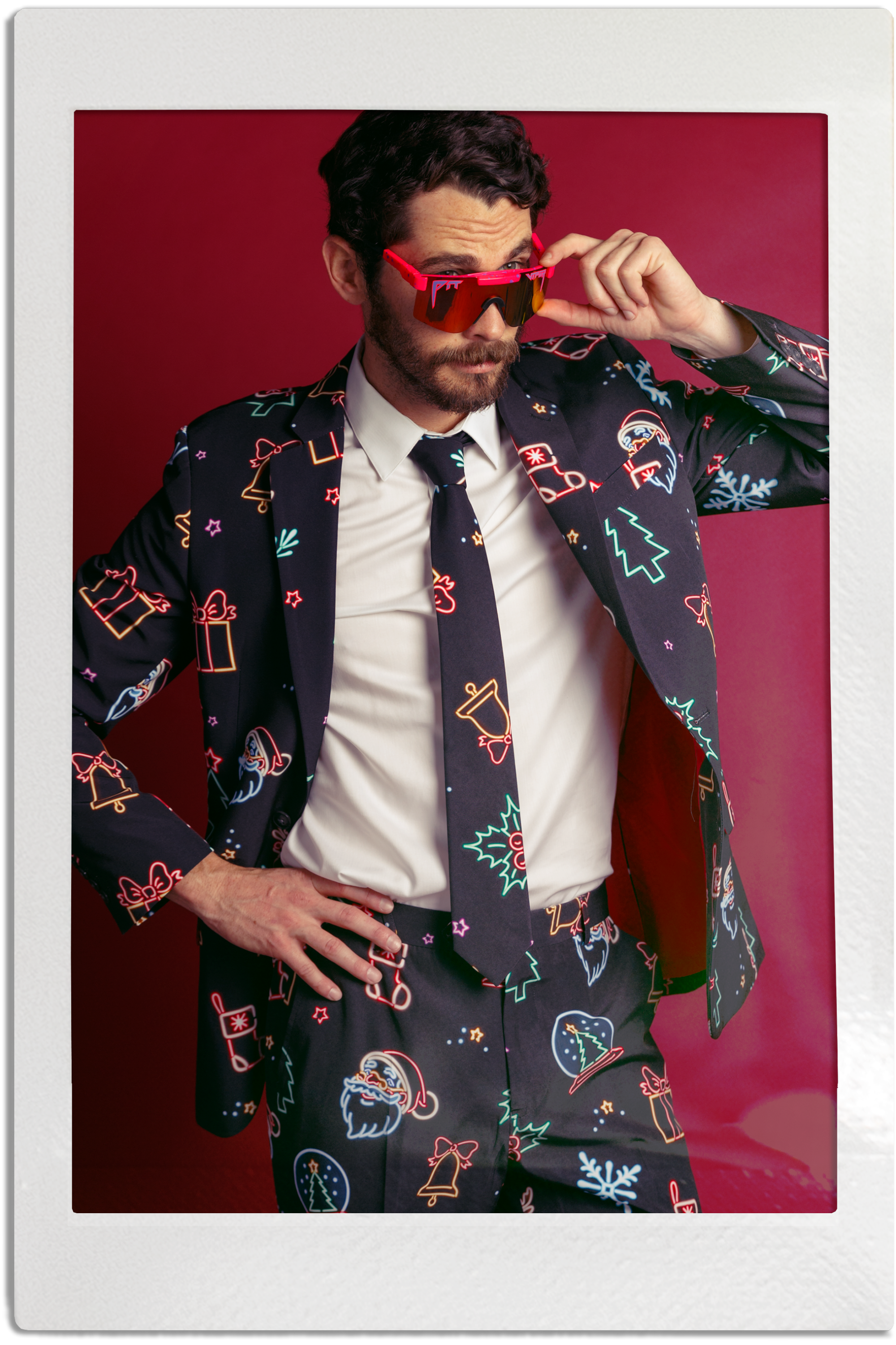 The Naughty Neon Noel | Neon Lights Christmas Suit - Shinesty