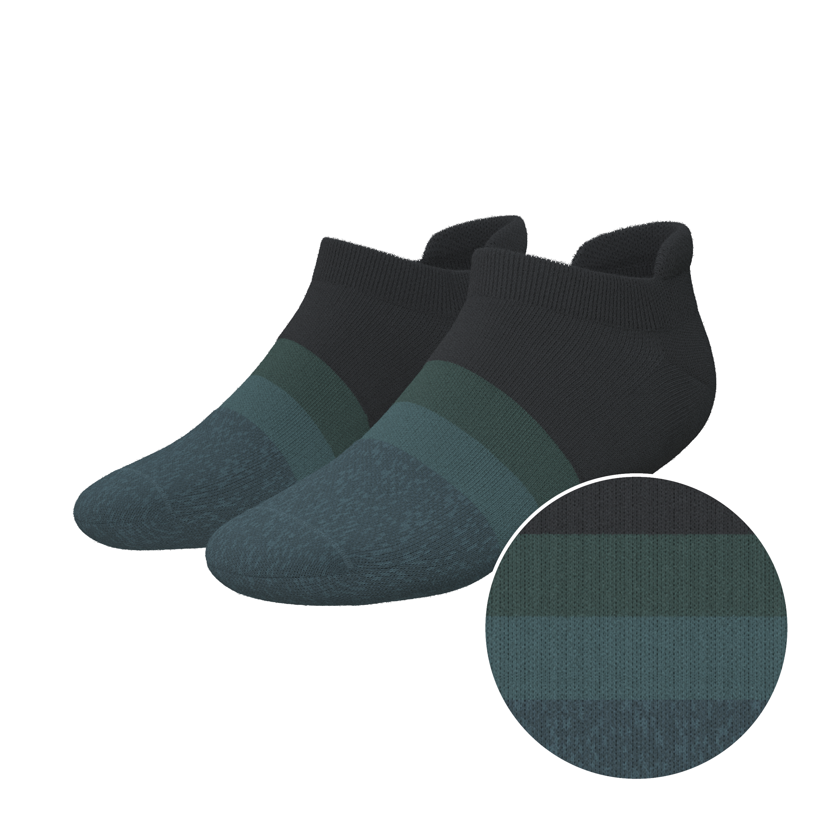 The Night Owl | Black and Teal Heel Hammock™ Ankle Socks