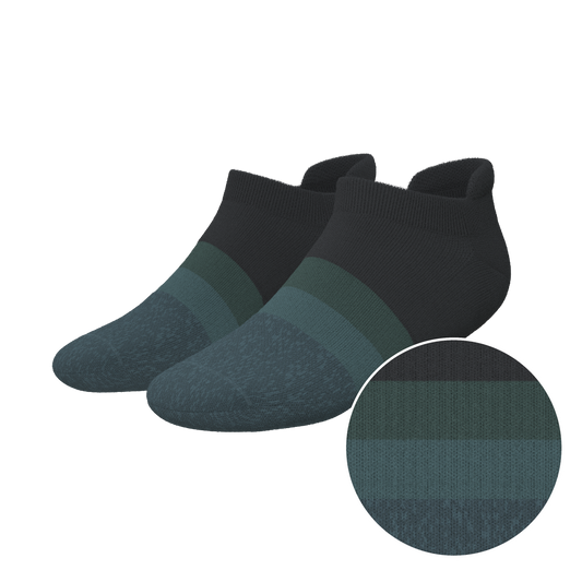 The Night Owl | Black and Teal Heel Hammock™ Ankle Socks