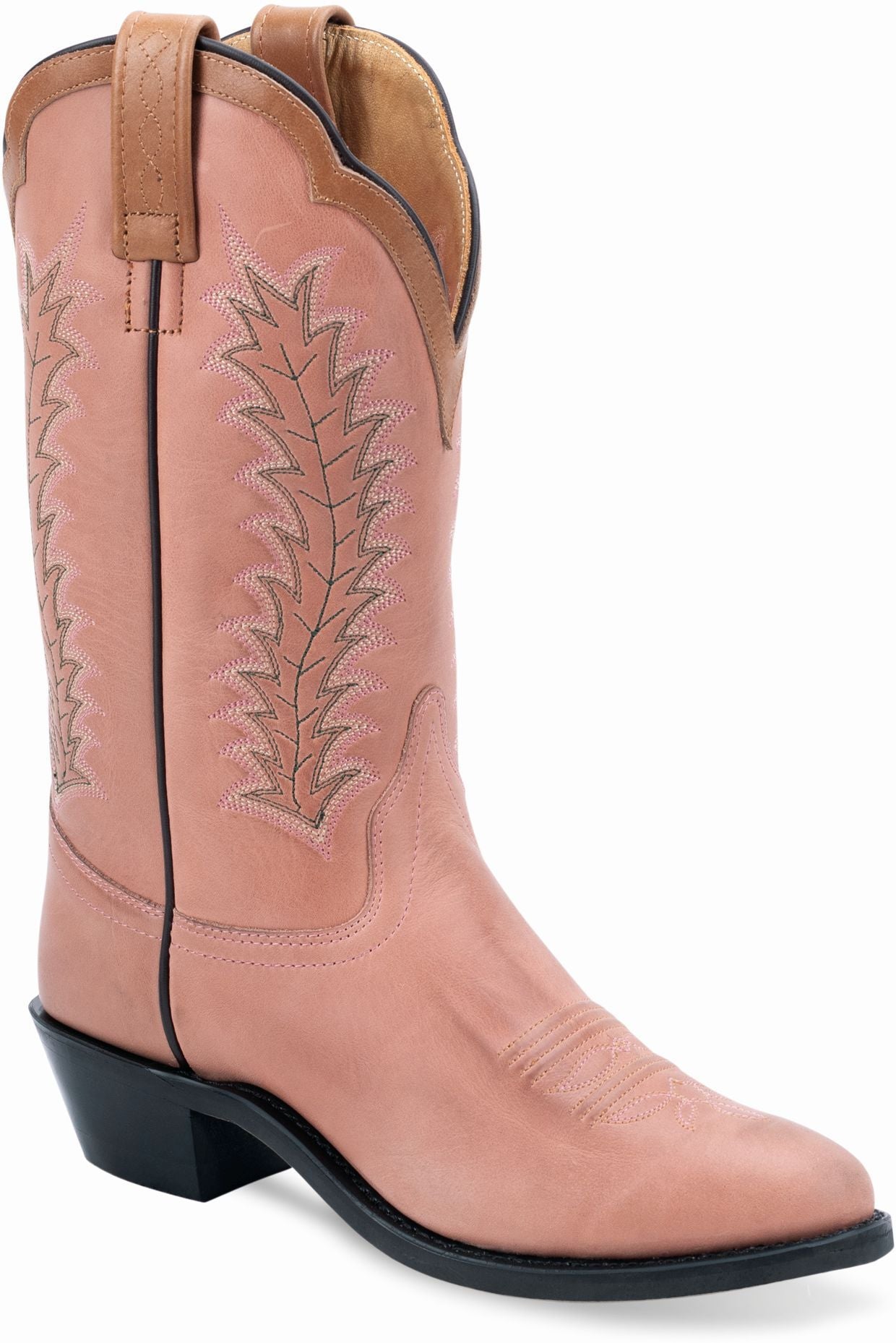 Old West Baby Pink with Beige Collar Women's Western Boots - Flyclothing LLC