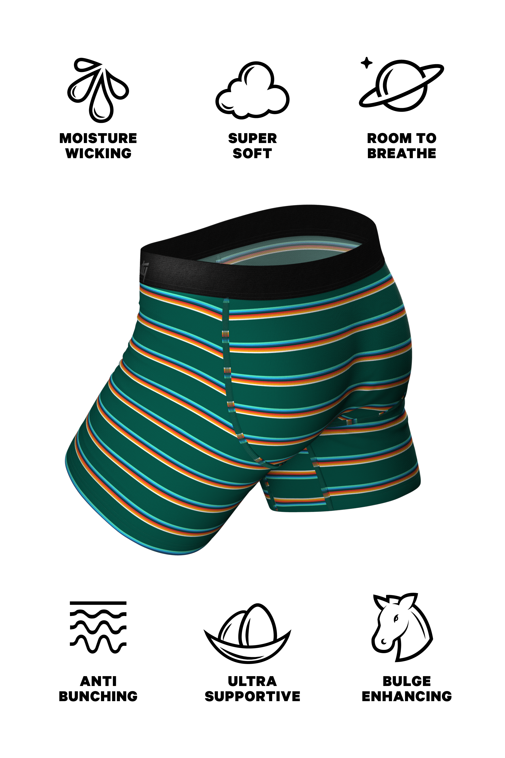 The Old Schooler | Retro Green Stripe Ball Hammock® Pouch Underwear With Fly