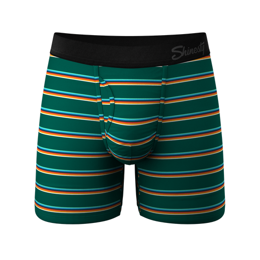 The Old Schooler | Retro Green Stripe Ball Hammock® Pouch Underwear With Fly