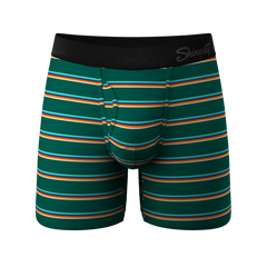 The Old Schooler | Retro Green Stripe Ball Hammock® Pouch Underwear With Fly