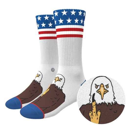 The One Finger Salute | American Flag Heel Hammock™ Crew Socks