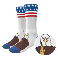 The One Finger Salute | American Flag Heel Hammock™ Crew Socks