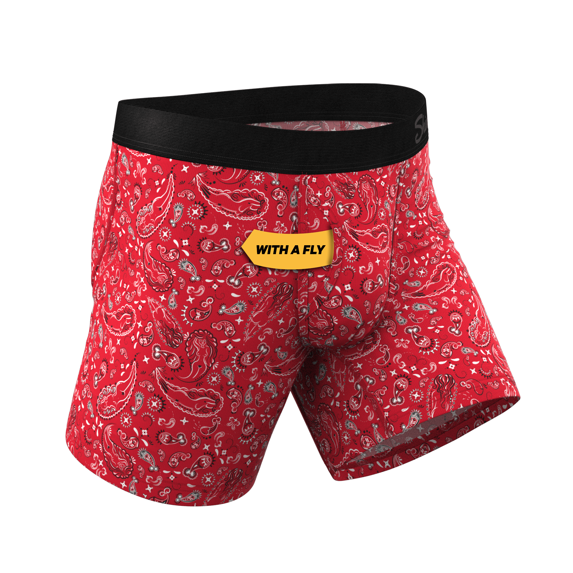 The Outlaw | Naughty Paisley Ball Hammock® Pouch Underwear With Fly - Shinesty