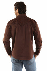 Scully Leather mocha floral tooled embroidery shirt