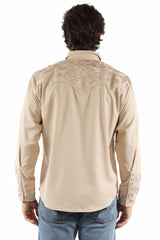 Scully Leather sand floral tooled embroidery shirt