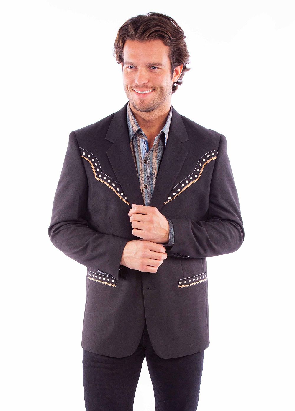 Scully Leather Western Scully Diamond Yoke Blazer Long - Flyclothing LLC