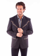 Scully Leather Black Cream Diamond Yoke Blazer - Flyclothing LLC