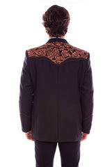 Western Scully Black-Brown Floral Embroidered Blazer