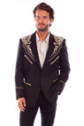 Western Scully Black-Gold Floral Embroidered Blazer