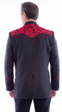 Western Scully Black-Red Floral Embroidered Blazer