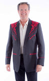 Western Scully Black-Red Floral Embroidered Blazer