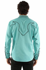 Scully Leather turquoise solid shirt with piping & arrows