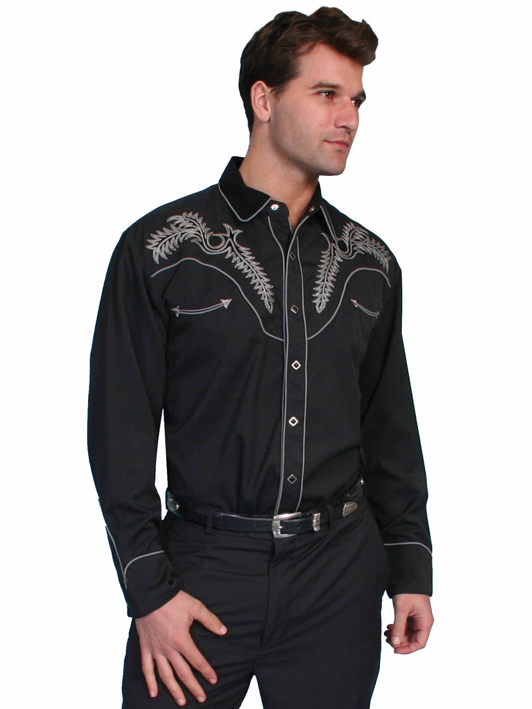 Scully Leather Black Bootstitch Shirt