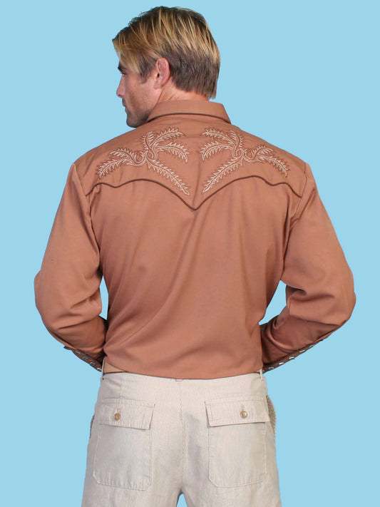 Scully Leather Brown Bootstitch Shirt