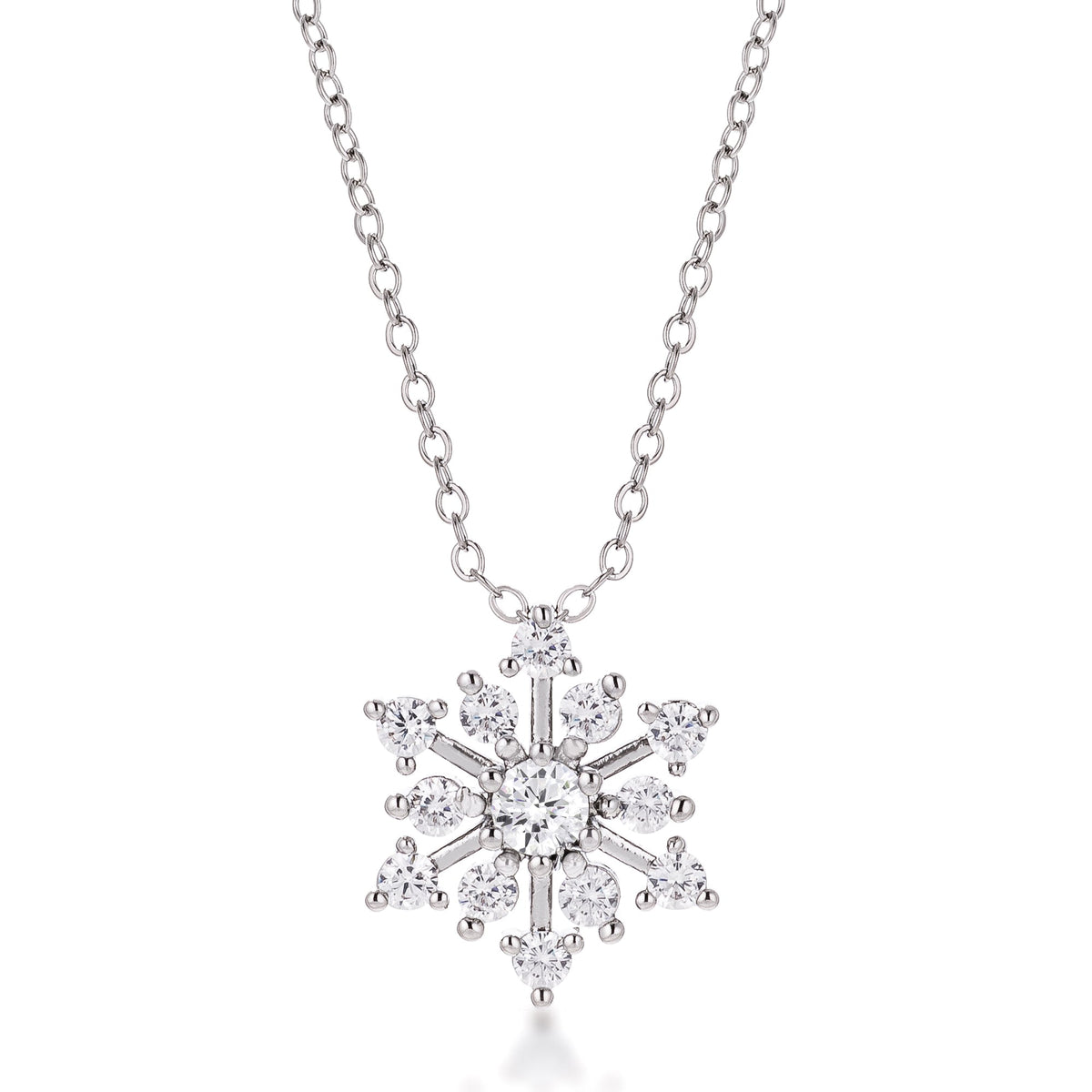 Contemporary CZ Snowflake Necklace