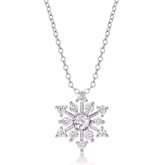 Contemporary CZ Snowflake Necklace - JGI