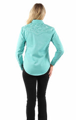 Scully Leather Caribbean Floral Tooled Embroidered Blouse