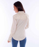 Scully Leather Western Ivory Floral Embroidered Shirt - Flyclothing LLC