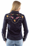 Scully Leather Western Scully Bright Floral Emb. Blouse