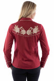 Scully Leather Western Scully Floral Emb. Blouse W/Crystals