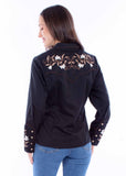 Scully Leather Western Scully Floral Emb. Blouse