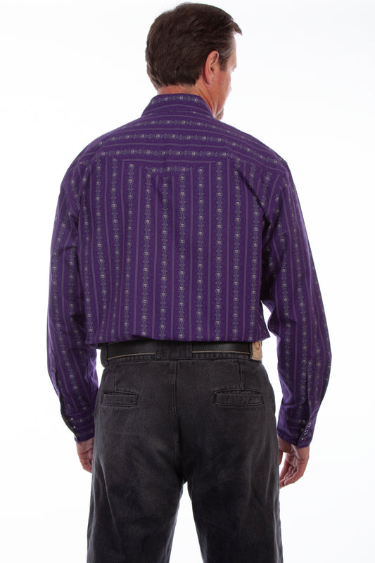 Scully Leather purple skull stripe