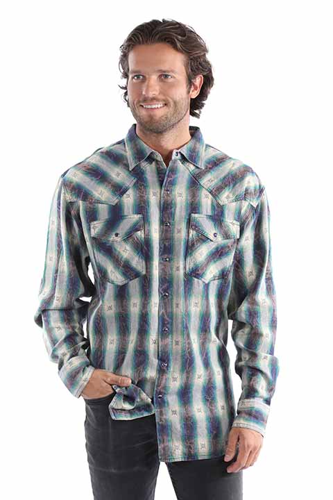 Scully Leather Marble washed y/d dobby signature Plaid Shirt