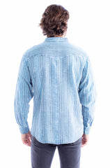Scully Leather blue overdyed jacquard signature shirt