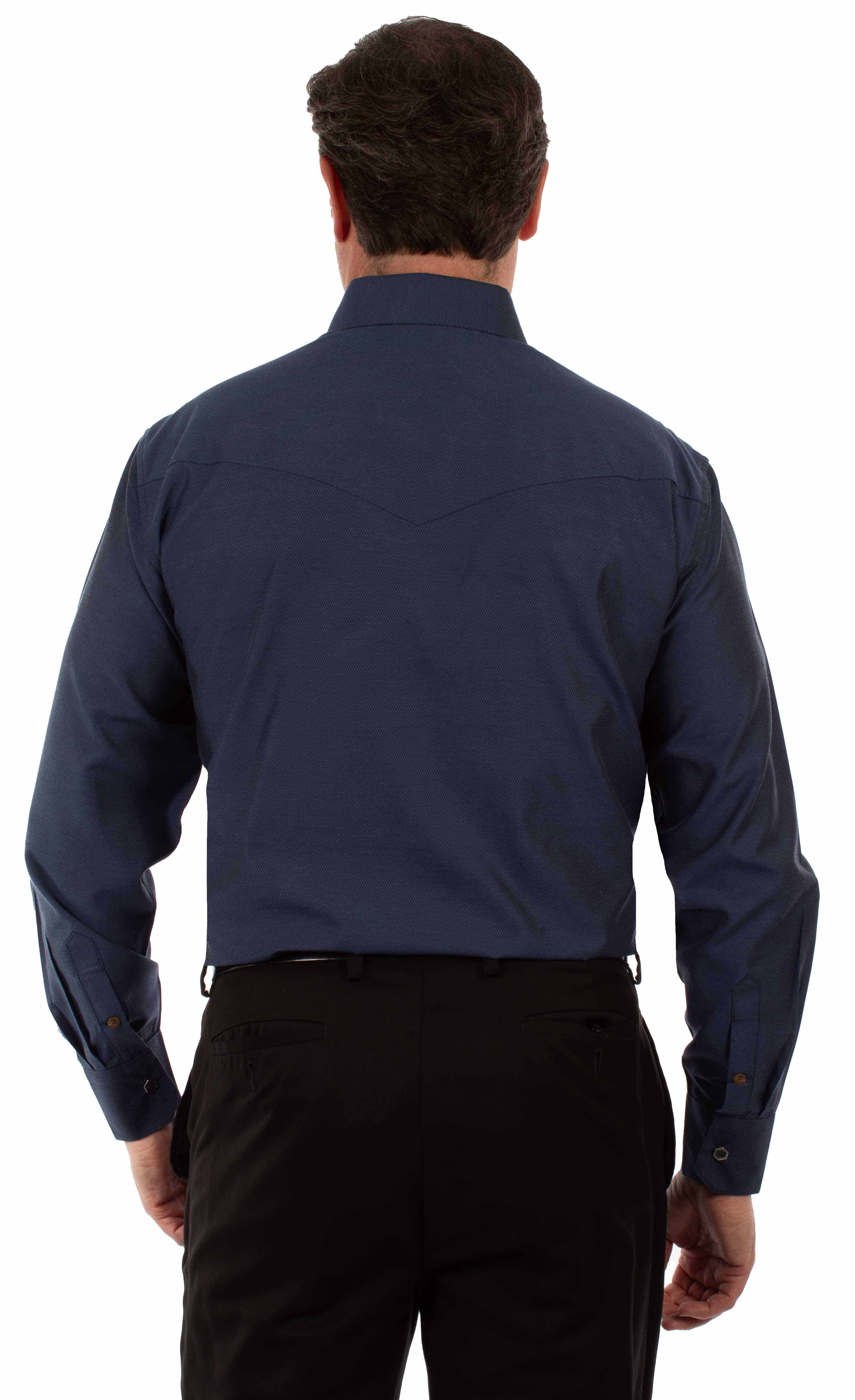 Scully Leather Blue Two-Tone Dress Shirt