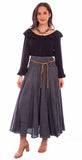 Cantina charcoal acid wash skirt w/beaded cord belt