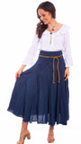 Cantina dark blue acid wash skirt w/beaded cord belt