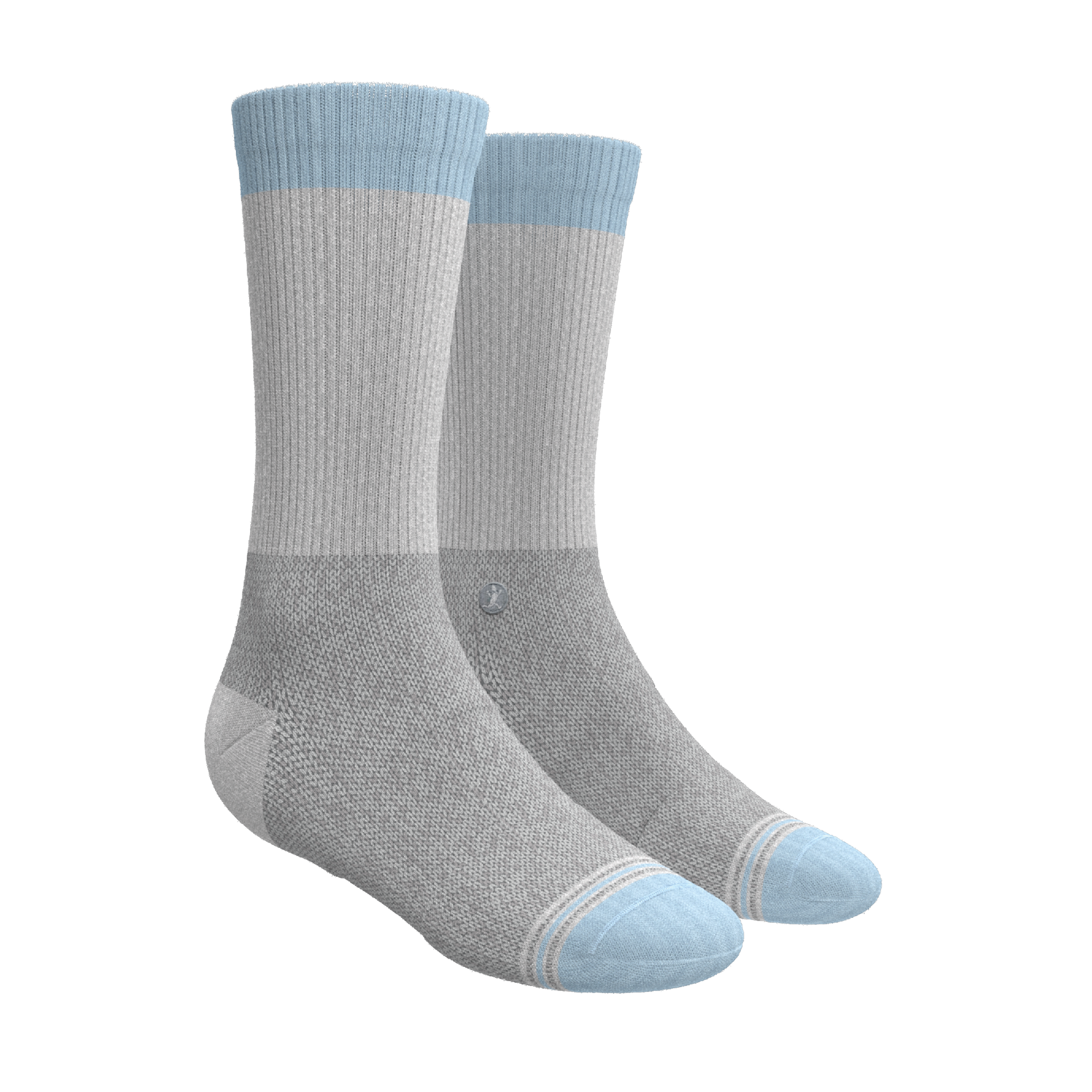 The Pacific Blue | Blue Grey Tri Color Block Heel Hammock™ Crew Socks 3 Pack