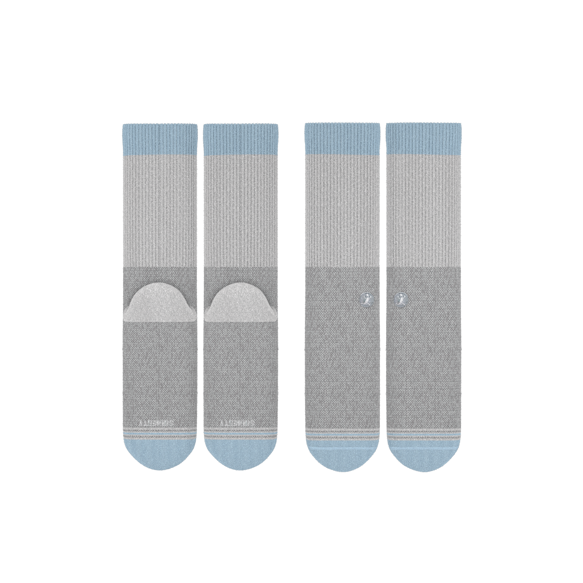 The Pacific Blue | Blue Grey Tri Color Block Heel Hammock™ Crew Socks 3 Pack