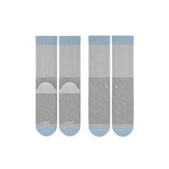 The Pacific Blue | Blue Grey Tri Color Block Heel Hammock™ Crew Socks 3 Pack