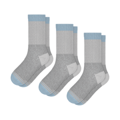 The Pacific Blue | Blue Grey Tri Color Block Heel Hammock™ Crew Socks 3 Pack