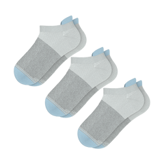 The Pacific Blue | Blue Grey Tri Color Block Heel Hammock™ Ankle Socks 3 Pack