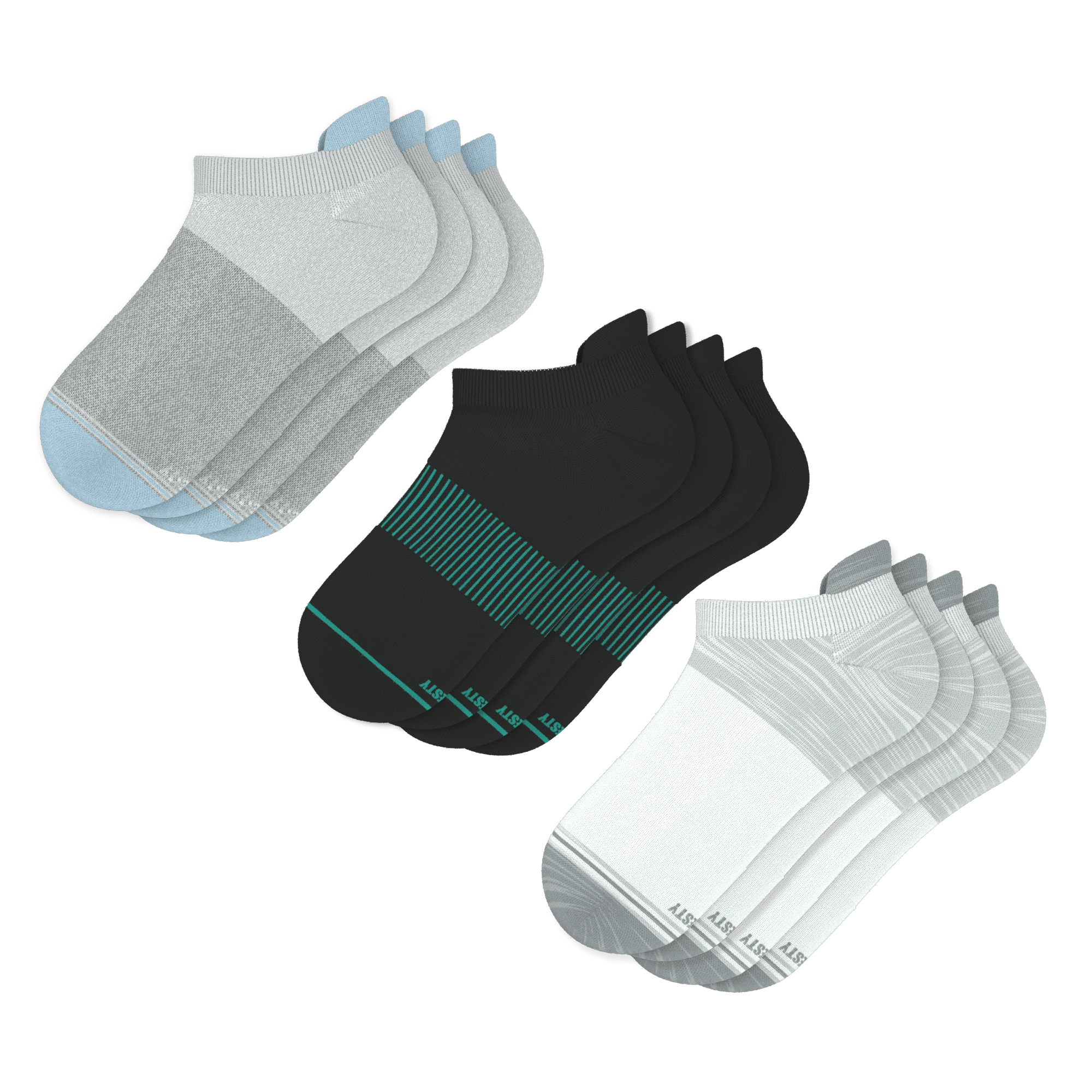 The Solid and Color Block Mix Pack | Solid and Tri Color Block Heel Hammock™ Ankle Socks 6 Pack - Shinesty