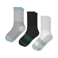 Versatile Solids Mix Pack | Blue Tri Color Block and Solids Heel Hammock™ Crew Socks 3 Pack