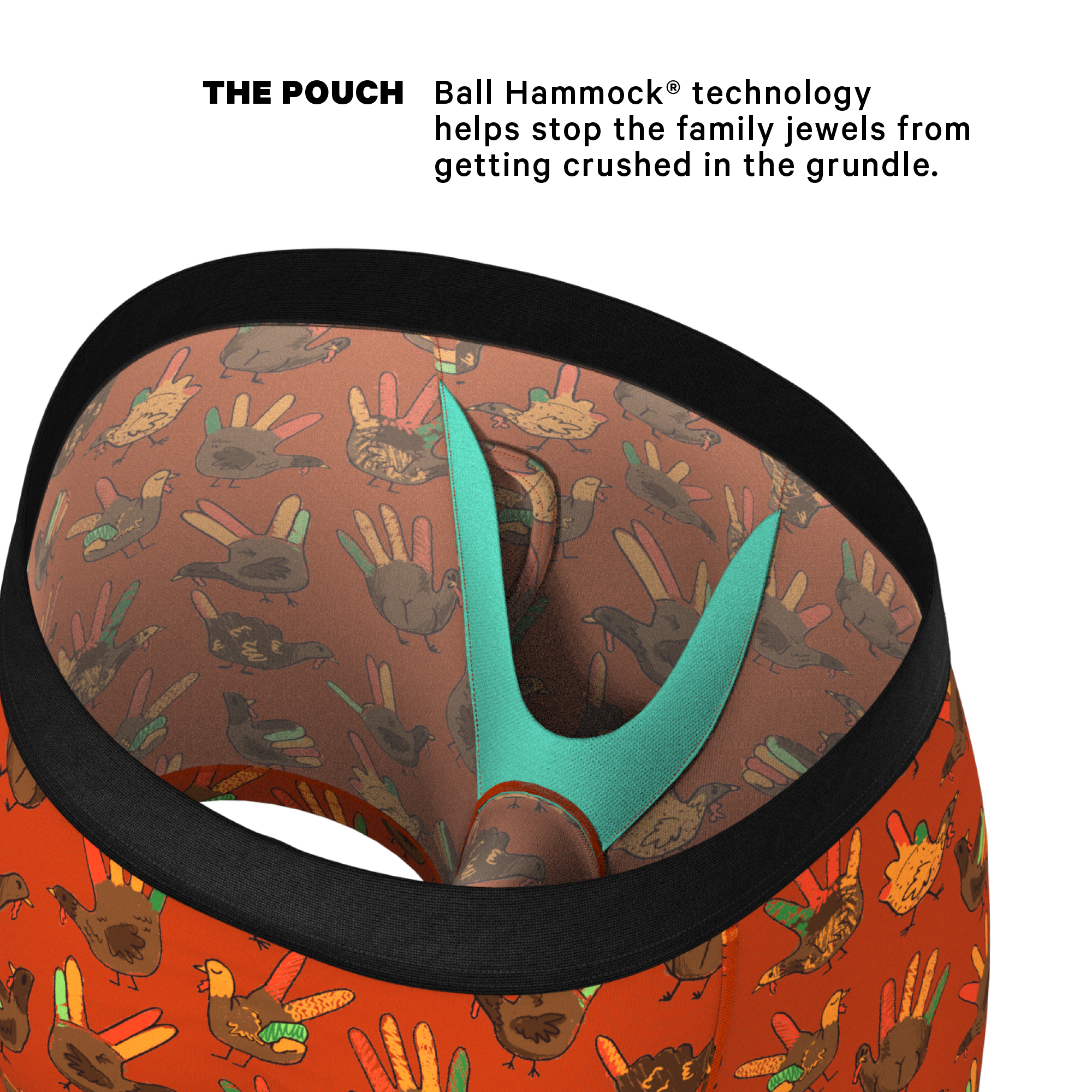 The Party Fowl | Thanksgiving Turkey Ball Hammock® Pouch Underwear With Fly