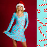 The Peppermint Pimp Canes | Candy Cane Print Christmas Skater Dress - Shinesty