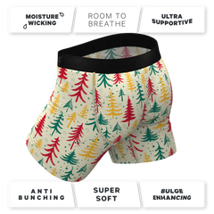 The Pine Tree Playboy | Retro Christmas Trees Ball Hammock® Pouch Underwear With Fly