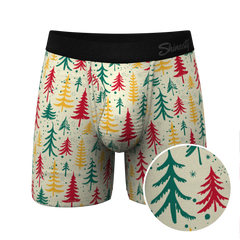 The Pine Tree Playboy | Retro Christmas Trees Ball Hammock® Pouch Underwear With Fly