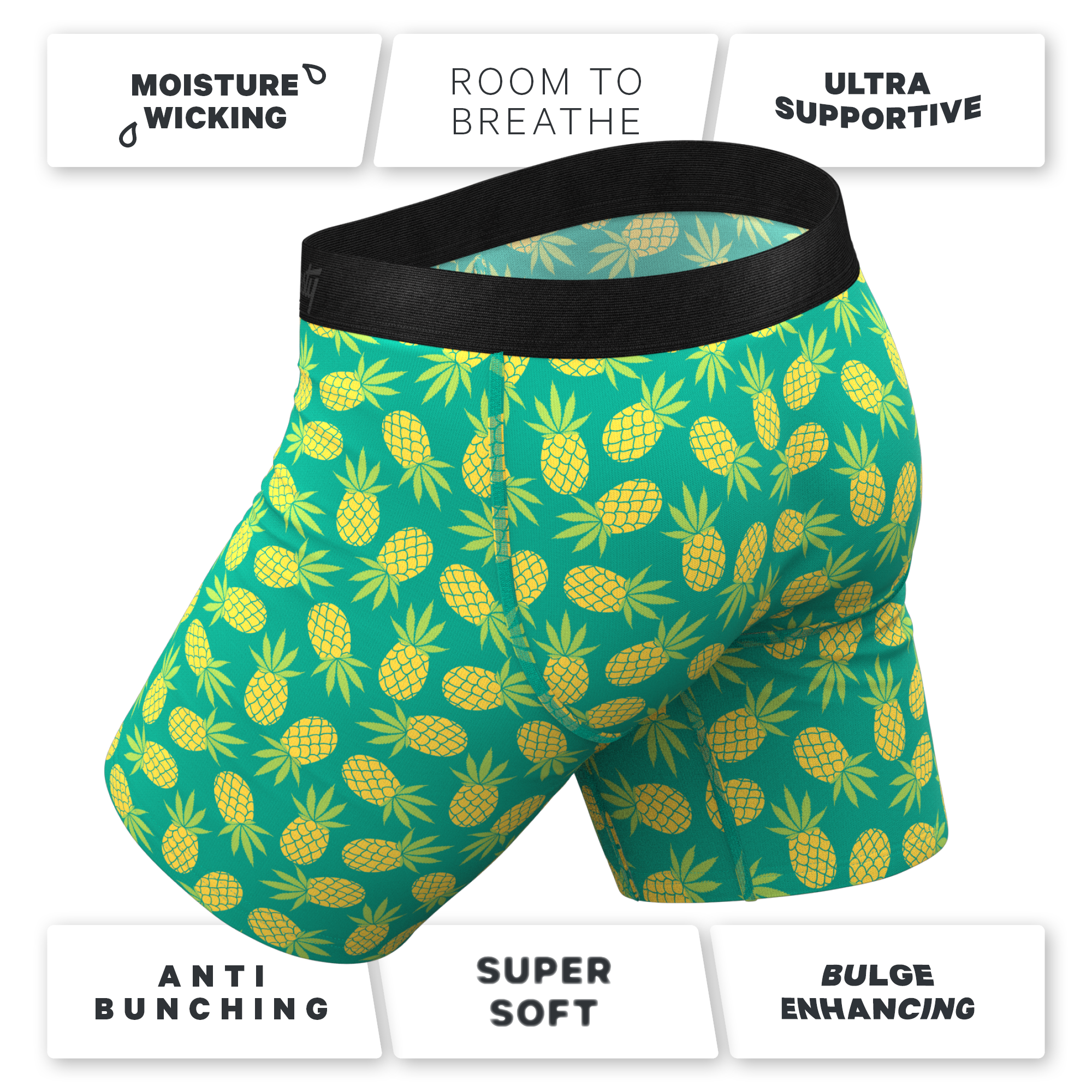 The Pineapple Express | Pineapple Long Leg Ball Hammock® Pouch Underwear With Fly